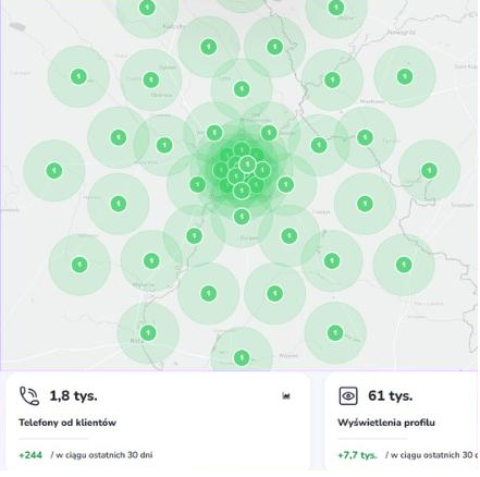 Wyniki lokalnego pozycjonowania po optymalizacji - TOP 3 Map Pack Google